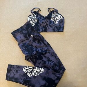 Darc Sport Blue and Black Tie-Dye Sports Bra Set